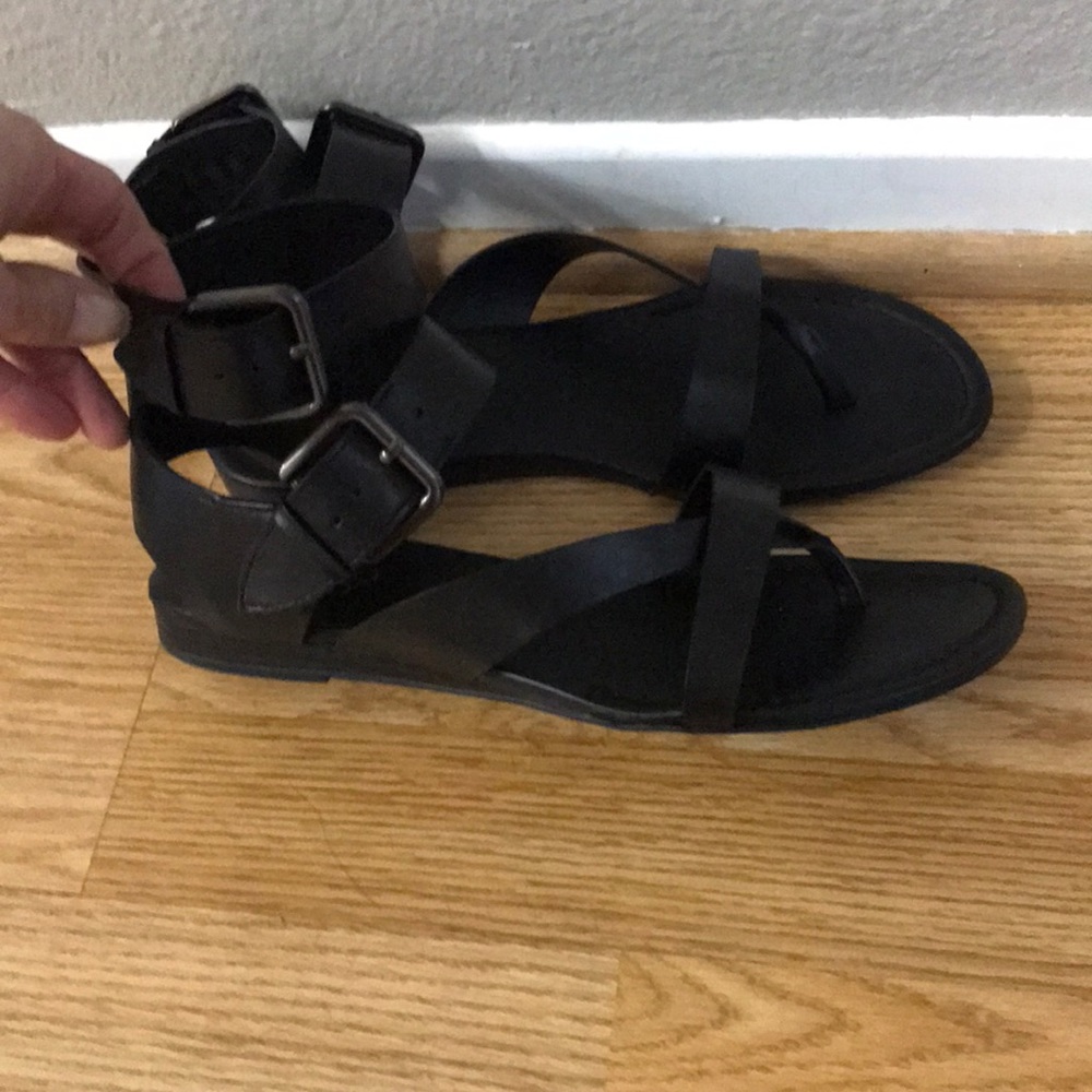 Franco Sarto Black Leather Sandals 8.5